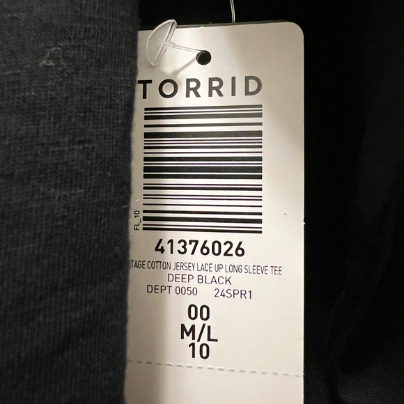 Bundle of 3 NWT Torrid vintage cotton jersey lace up long sleeve tees. Size 00. - Picture 10 of 14